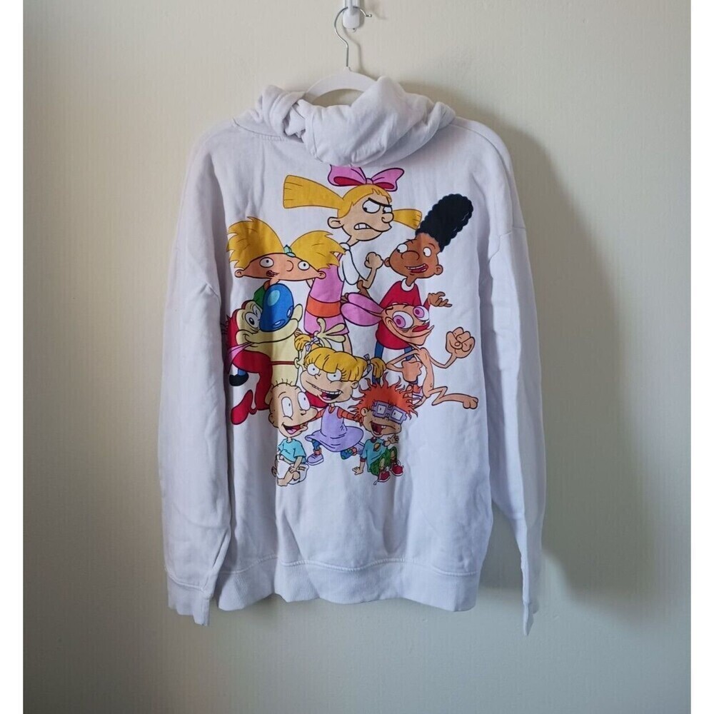 Nickelodeon 2019 Rugrats Mens Sweatshirt Hoodie Double Sided Pullover White XL
